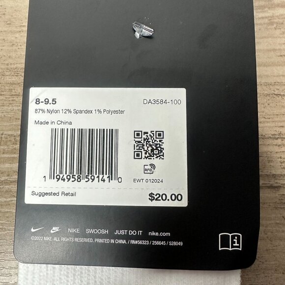 NWT Nike Unisex Spark Dri-FIT Running Crew Socks White Size Medium (DA3584-100) - Picture 7 of 8